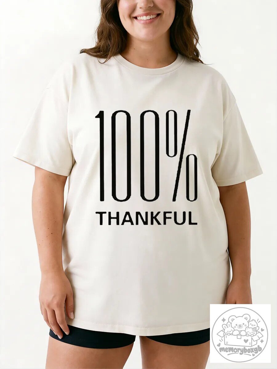 One Hundred Percent Thankful Vintage Style Graphic T-Shirt