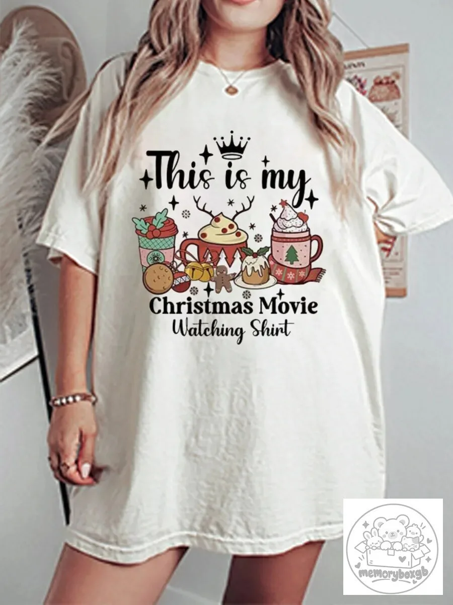 This Is My Christmas Movie Watching Shirt Holiday Season Graphic T-Shirt