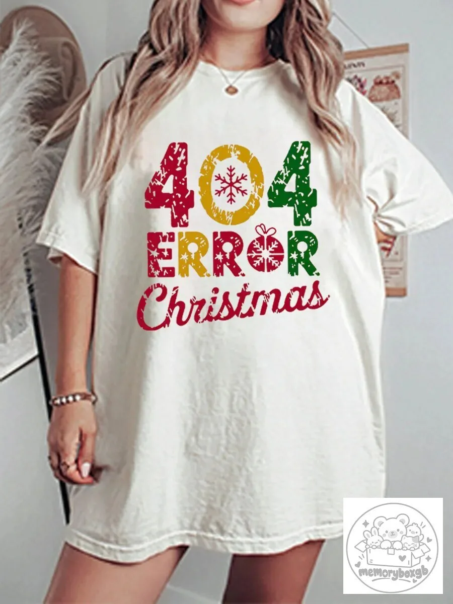 404 Error Christmas Holiday Season Funny Graphic T-Shirt